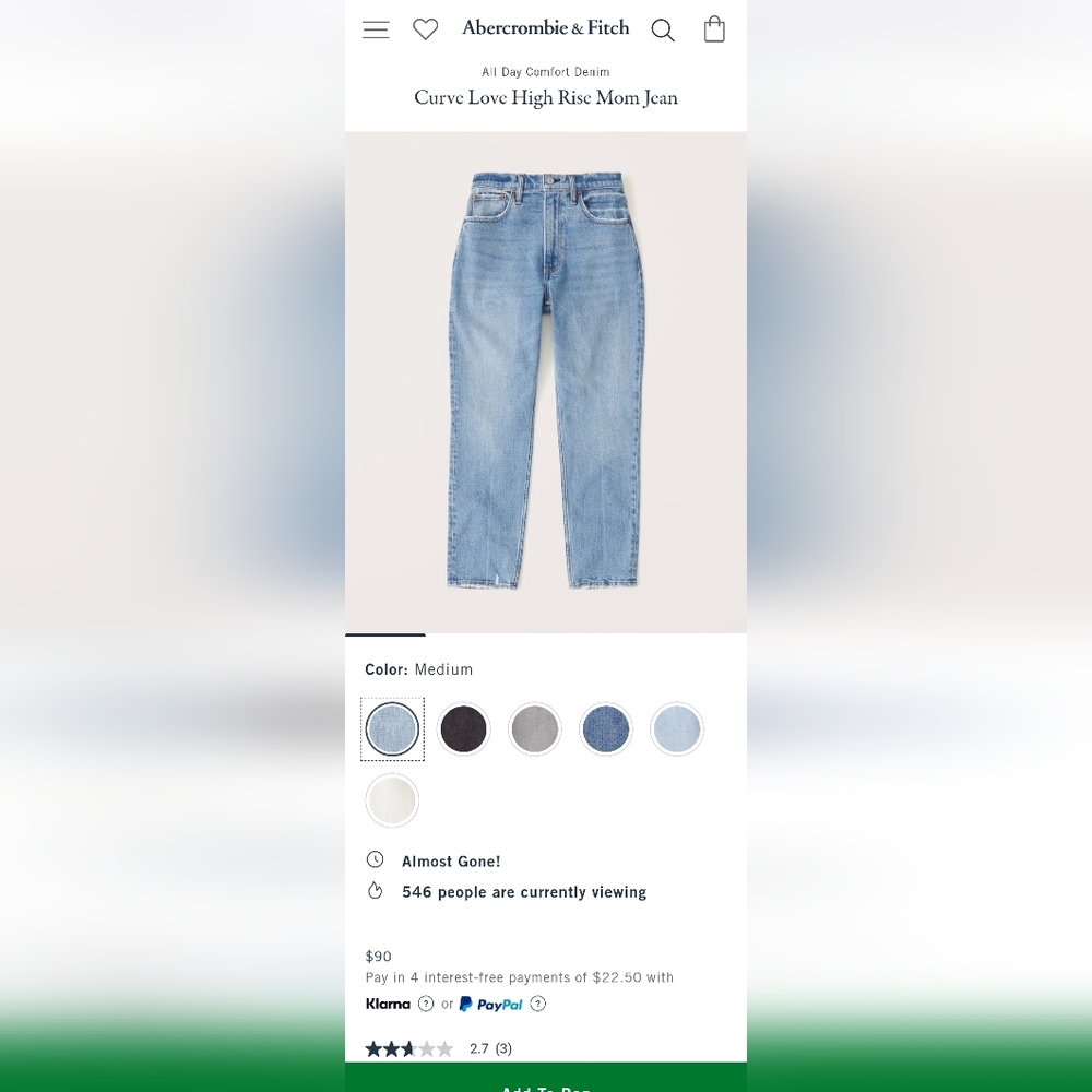 Abercrombie The MOM Curve Love High Rise